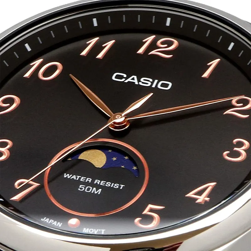 Casio Enticer Quartz Moon Phase Black Dial Men's Watch- MTP-M110L-1AV